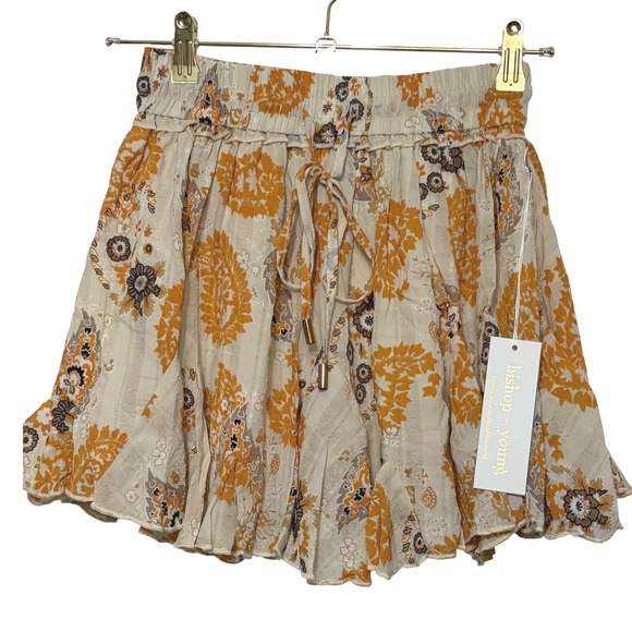 bishop + young Dresses & Skirts - Bishop + Young Splendor Flare Skirt Montecito Print Orange Floral Mini Small NWT